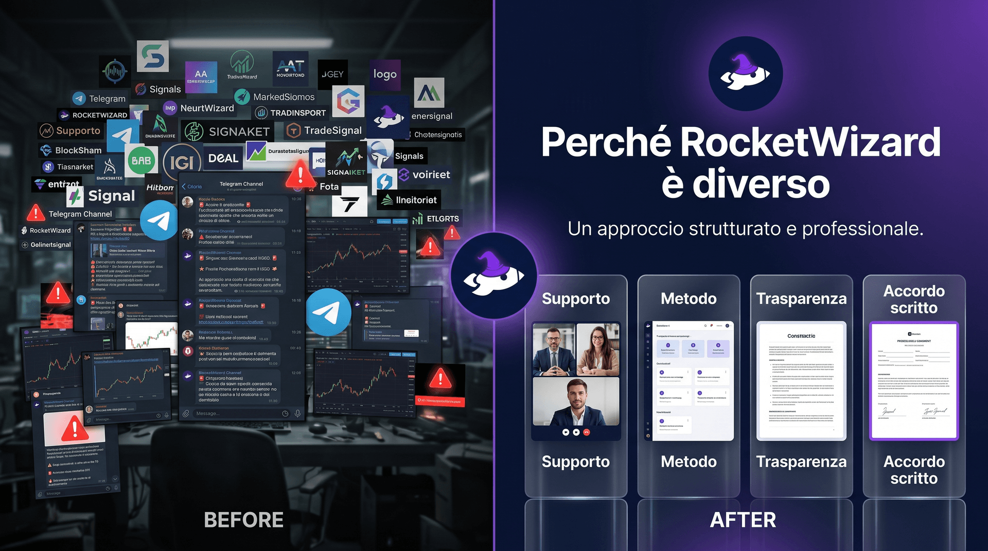 Confronto tra approccio improvvisato e RocketWizard